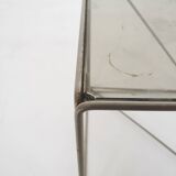 Rare metal and glass side table by Max Sauze, Isocele, France 1960's