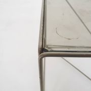 Rare metal and glass side table by Max Sauze, Isocele, France 1960's