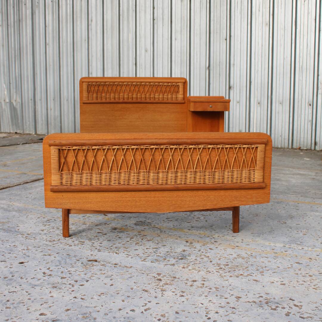 Pair of twin beds and bedside tables 1950