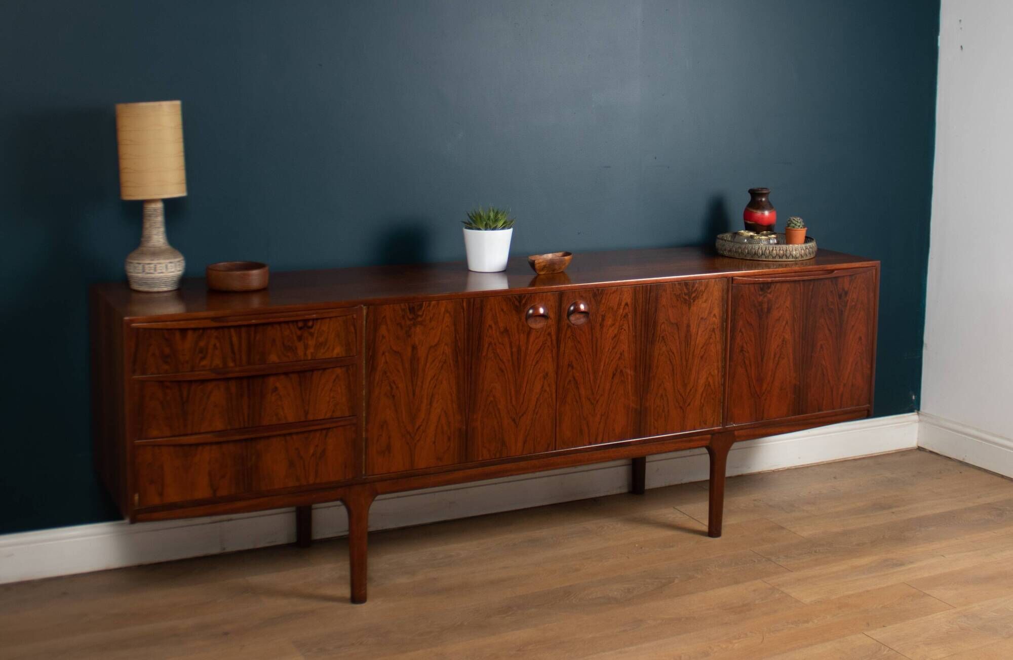 Retro 1960s Restored Long Rosewood Mcintosh Torpedo Sideboard
