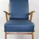 Fauteuil en cuir bleu des années 1970
