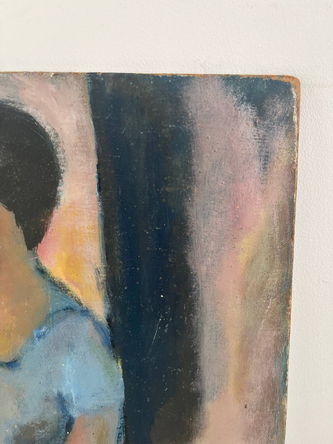 Oil on wood panel, Woman seated
