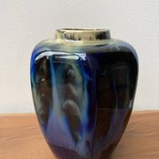 Art Deco vase flamed stoneware blue camaieu