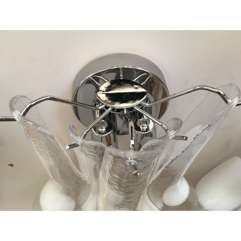 White and transparent “selle” murano glass wall sconces