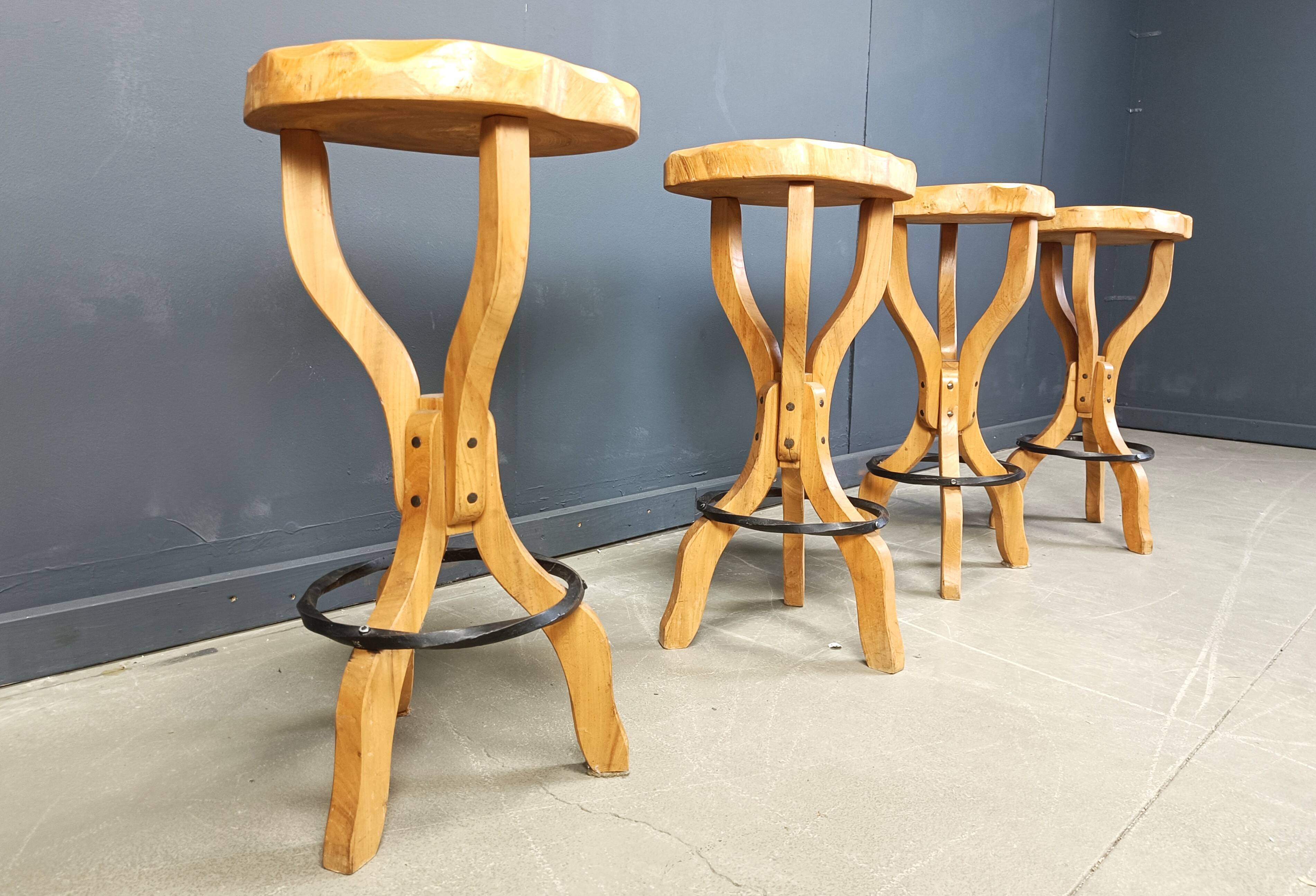Mid century brutalist bar stools, 1960s - set of 4