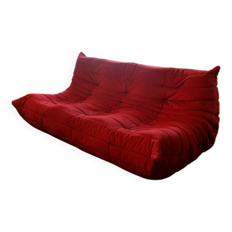 100% original - Banquette Togo 3 places Ligne Roset – Alcantara rouge (Goya
