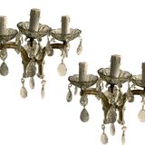 Appliques vintage en cristal et verre de Murano, années 1960, ensemble de 2