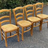 4 light wood straw bistro chairs