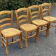 4 chaises de bistrot paillées en bois clair