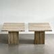 Set of Two Mid-Century Modern Side Tables in Travertine, Urban Wabi Style, Pair