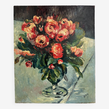 Painting signed "Bouquet of roses", early 20th century