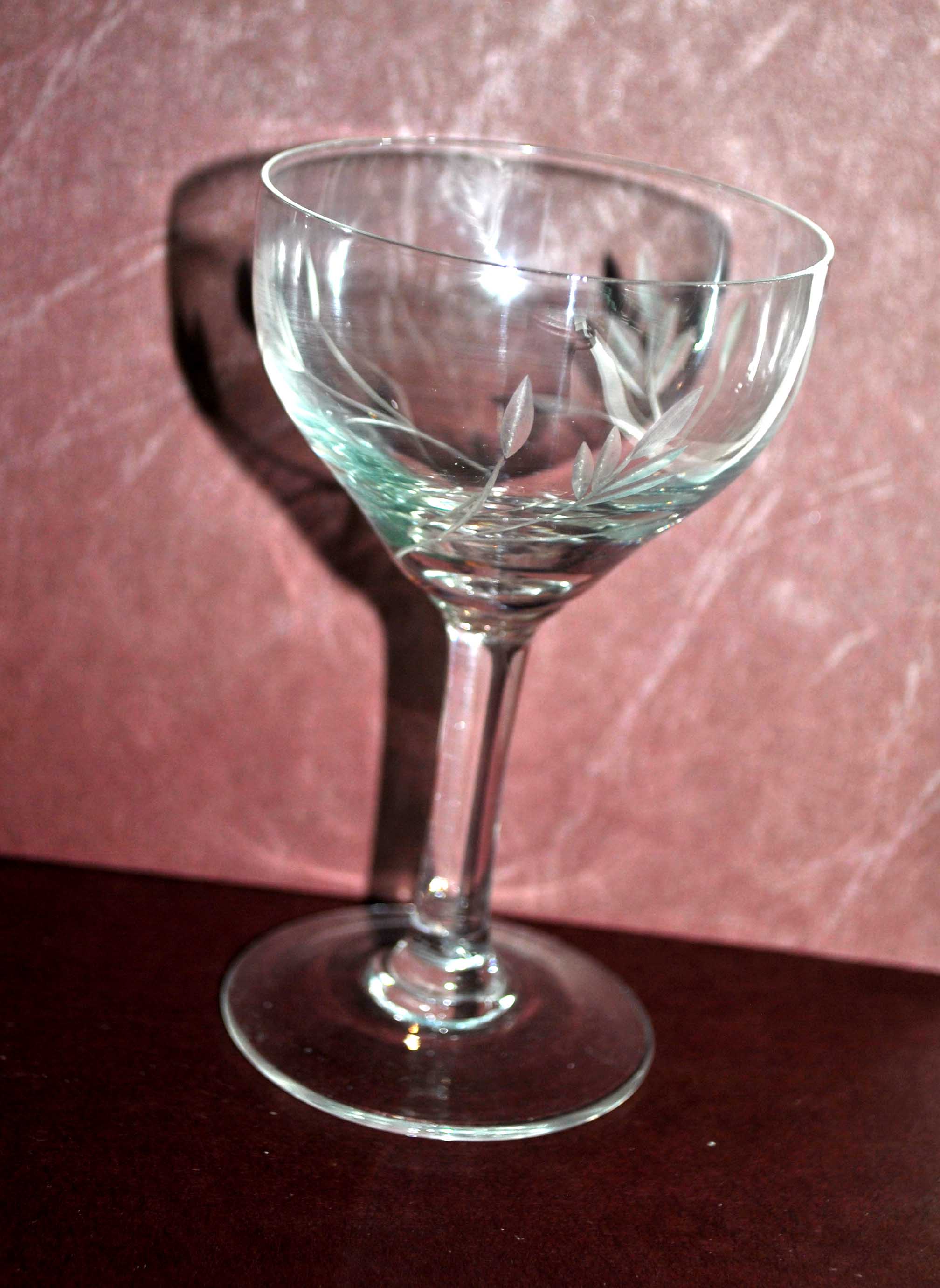 Set of 6 vintage walking glasses in engraved blown glass - aperitif rum bistrot 10cm