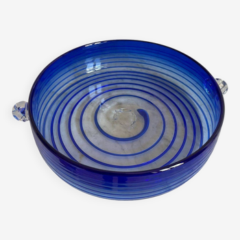 Artisanal blue glass cup dish