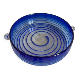 Plat coupelle verre bleu artisanal