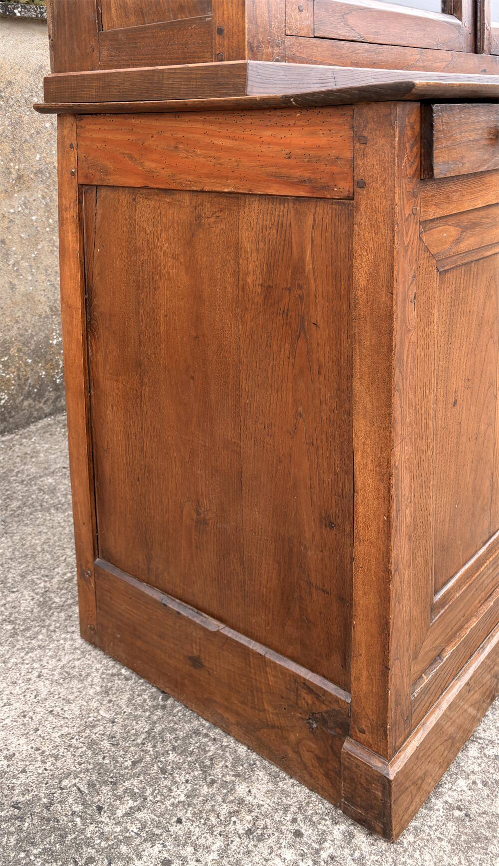 Two-body oak sideboard, circa 1890 — antique glasses and assembly