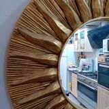 Sun mirror in gold-leaf resin from the 70s