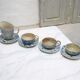 Series of 3 cups, a milk jar and 4 antique porcelain saucers