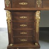 Empire desk with mahogany and oak pedestals