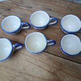 Set of 6 small cups in the style of Quimper, Bayeux, Rouen