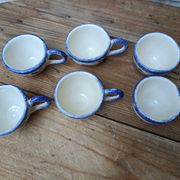 Ensemble de 6 petites tasses style Quimper, Bayeux, Rouen