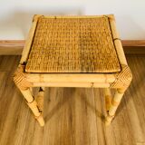 Set of two pull-out tables in rattan and wicker