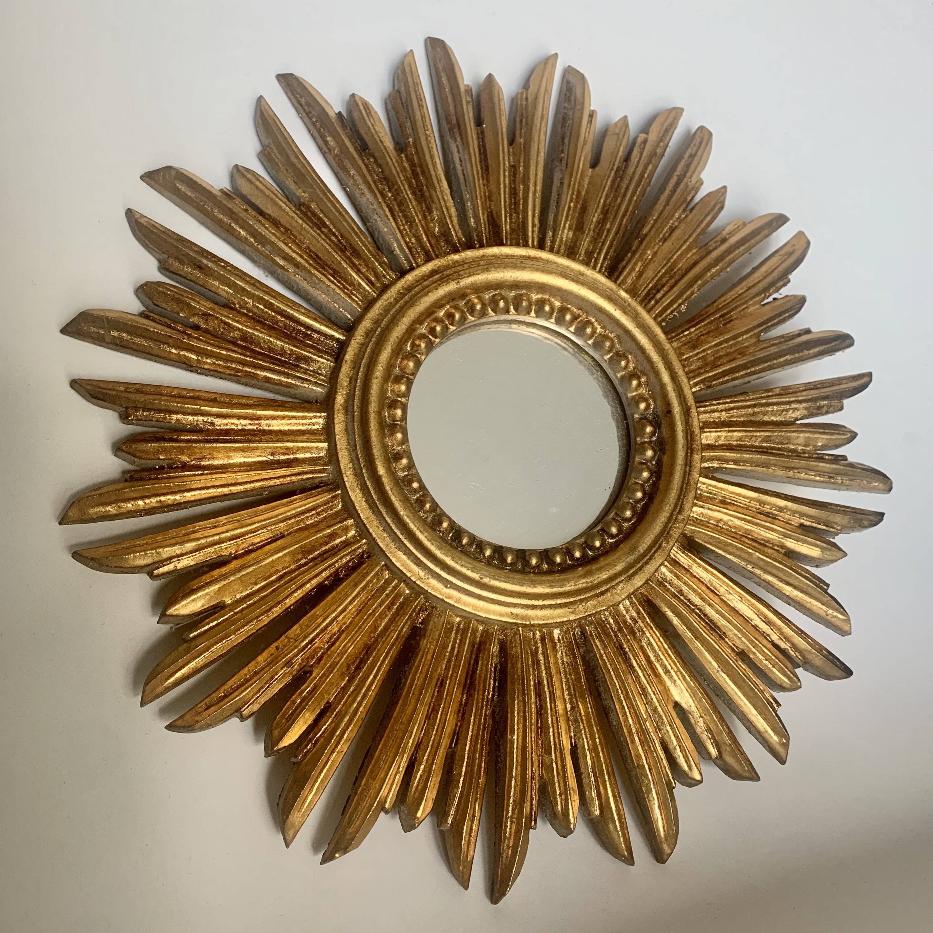 Vintage sun mirror 32 x 32cm, 1950s