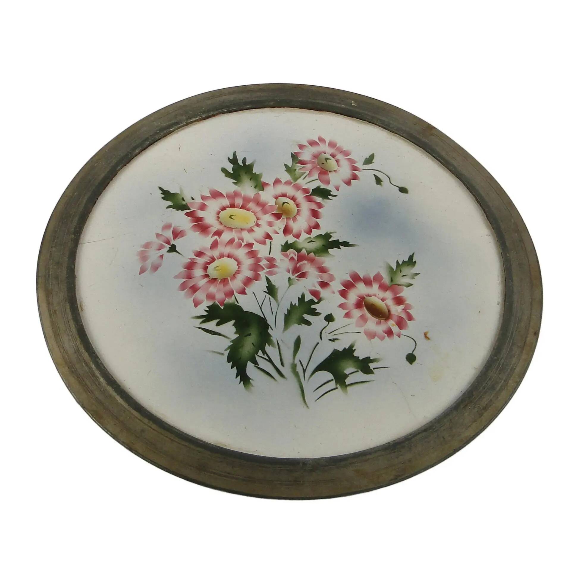 Art Nouveau tray, silver-plated brass, white porcelain, Austria, early 20th century