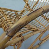 Mid-Century Italian Bamboo Rocking Chair, 1950s