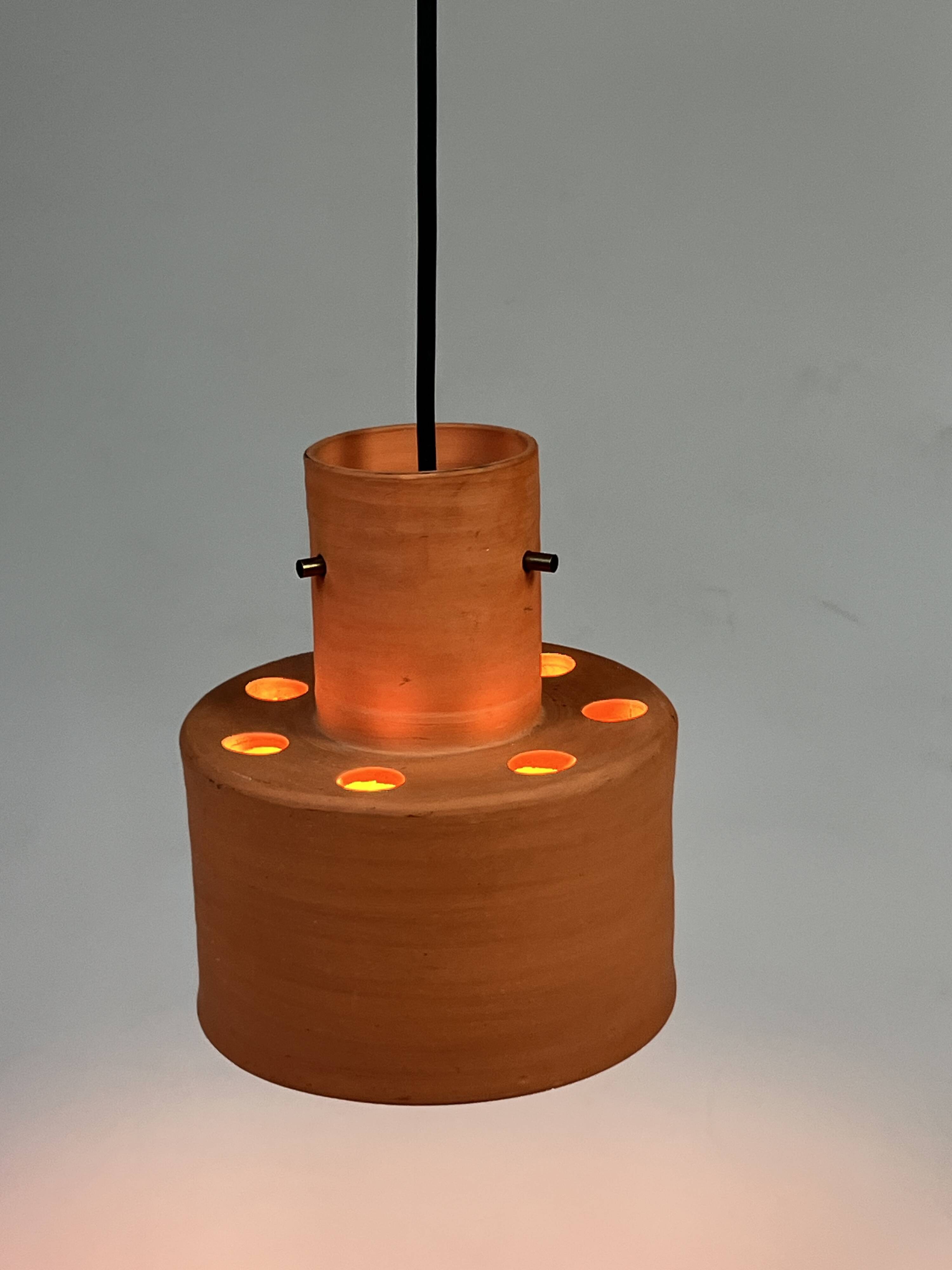 Vintage Hanging Lamp, Artiforte Netherlands, Terracotta, 1950s