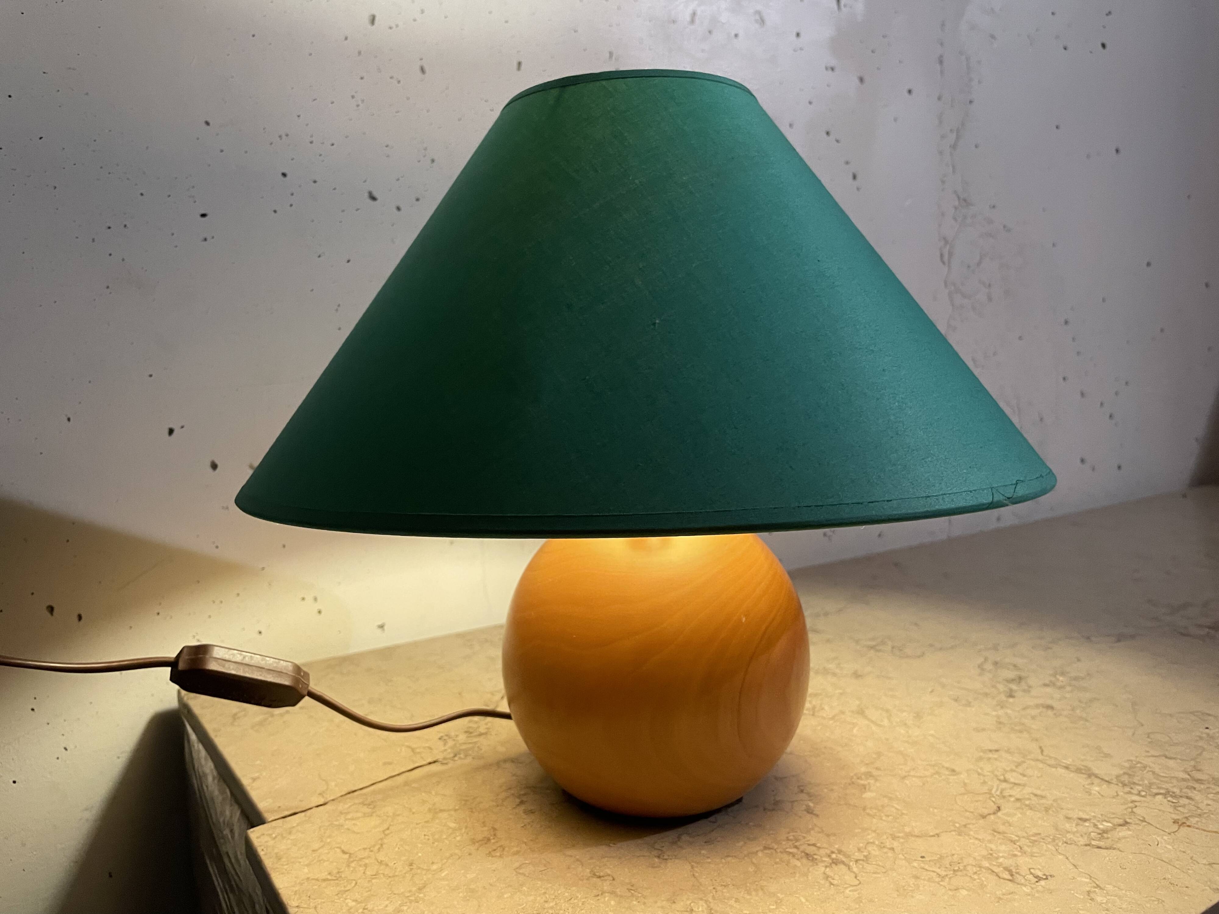 Lampe boule en bois années 80