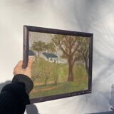 Pastel landscape in wooden frame