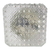 Square glass ceiling light with bubbles 1960's