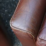 Pair of armchairs with very soft leather ears 80s