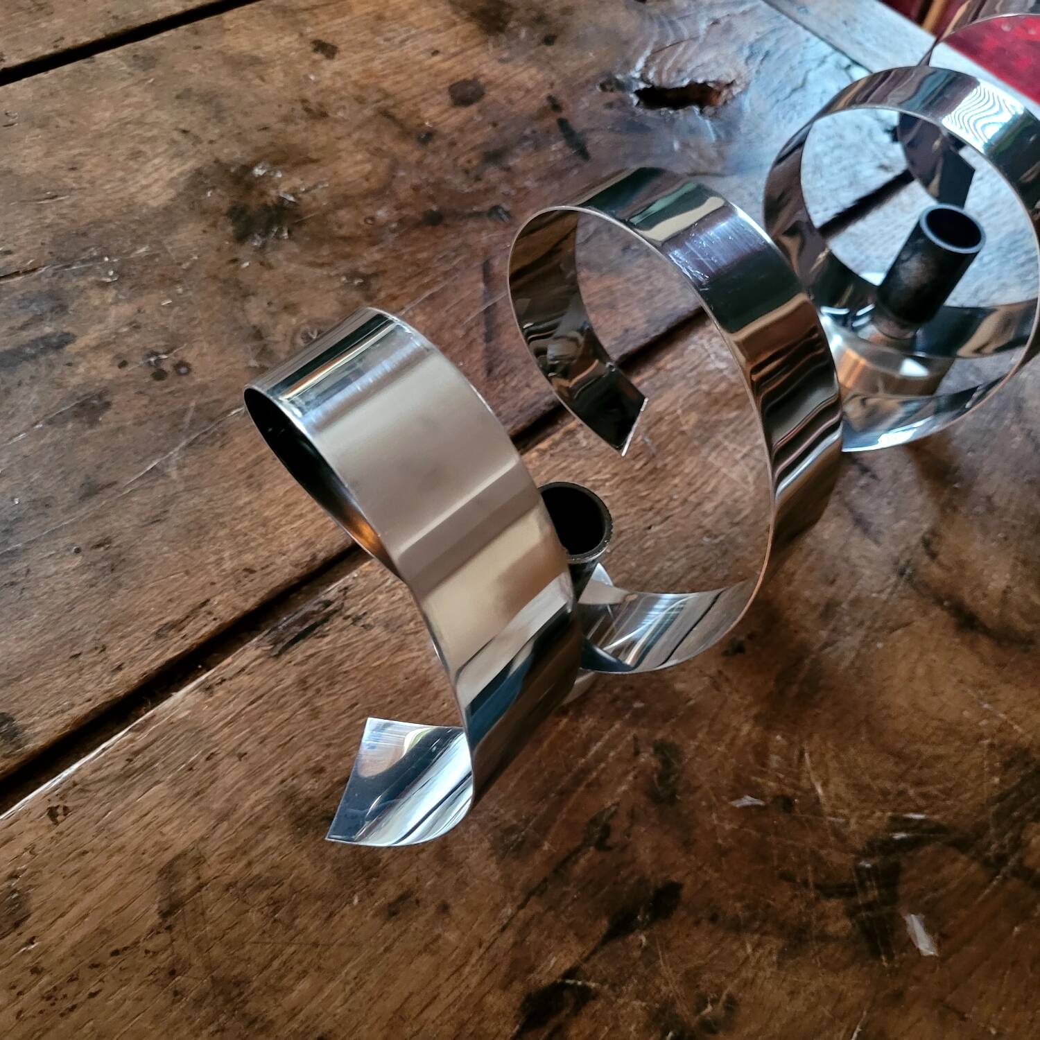 Pair of 70s chrome metal wall lights