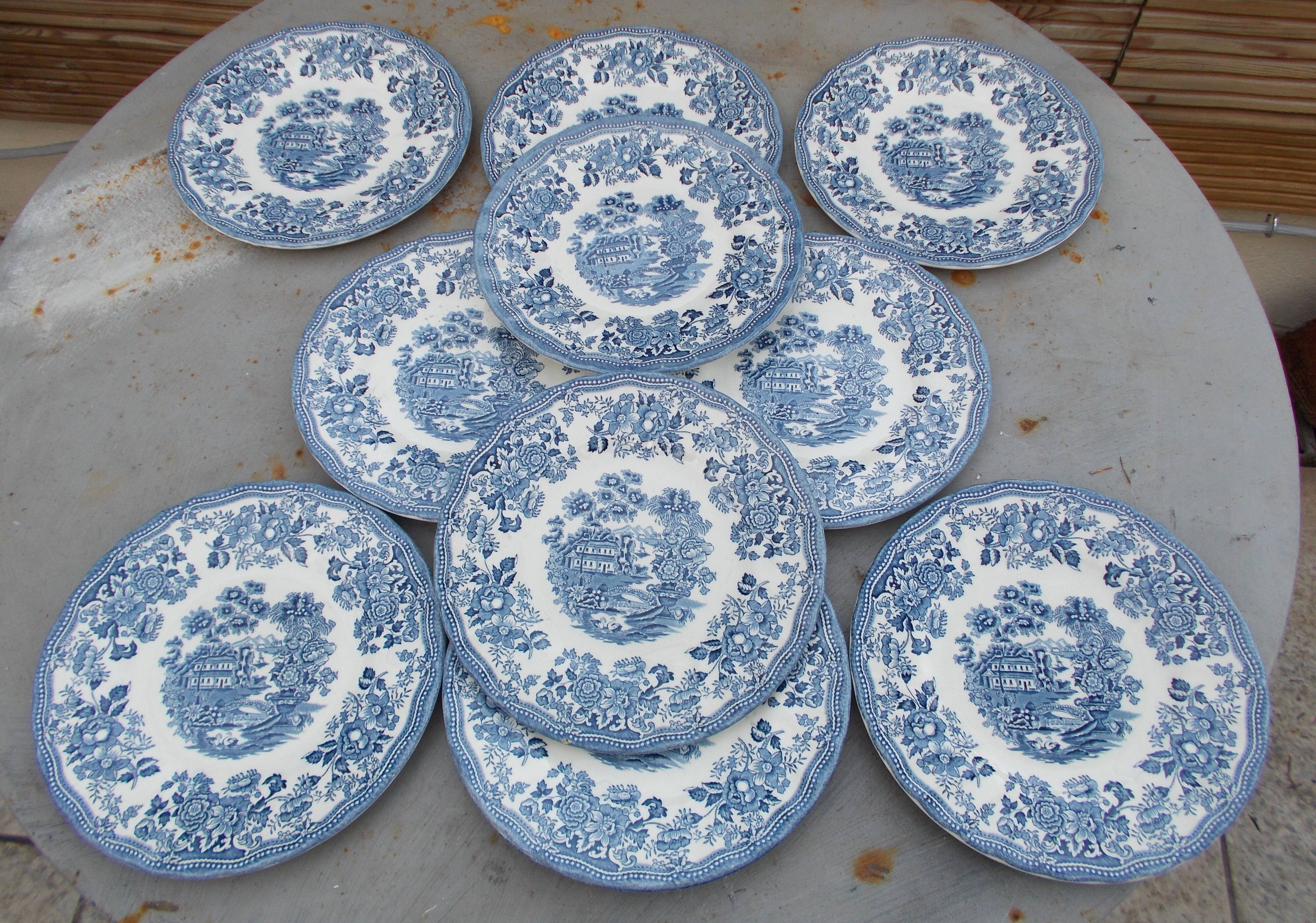 English Faience Myott Meakin vintage 10 dessert plates
