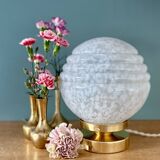 Vintage Art Deco globe table lamp in white Clichy glass