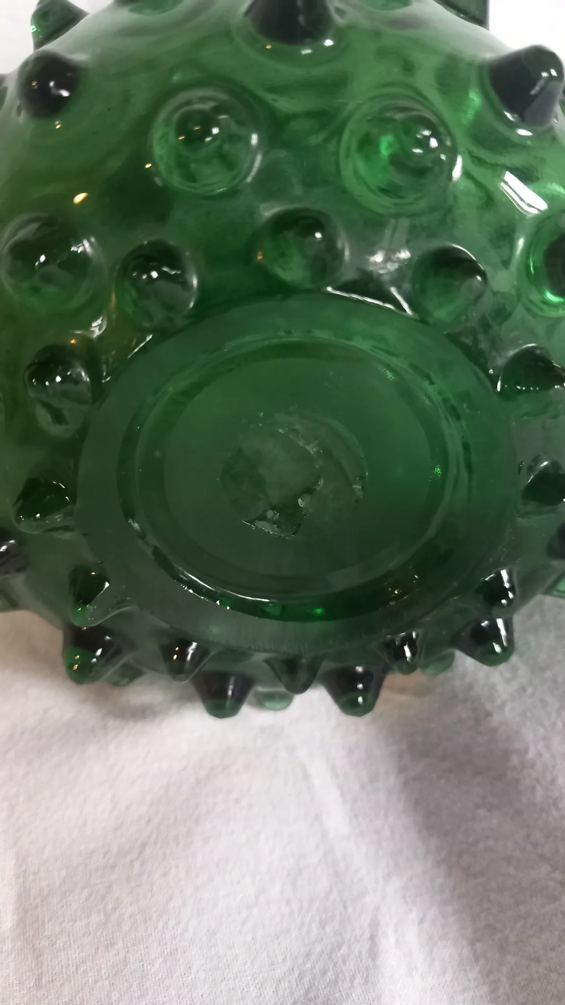 Vintage glass art vase Pichet Empoli Green with spikes – Italy, c
