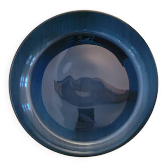 Round Cobalt Blue Glass Serving Dish