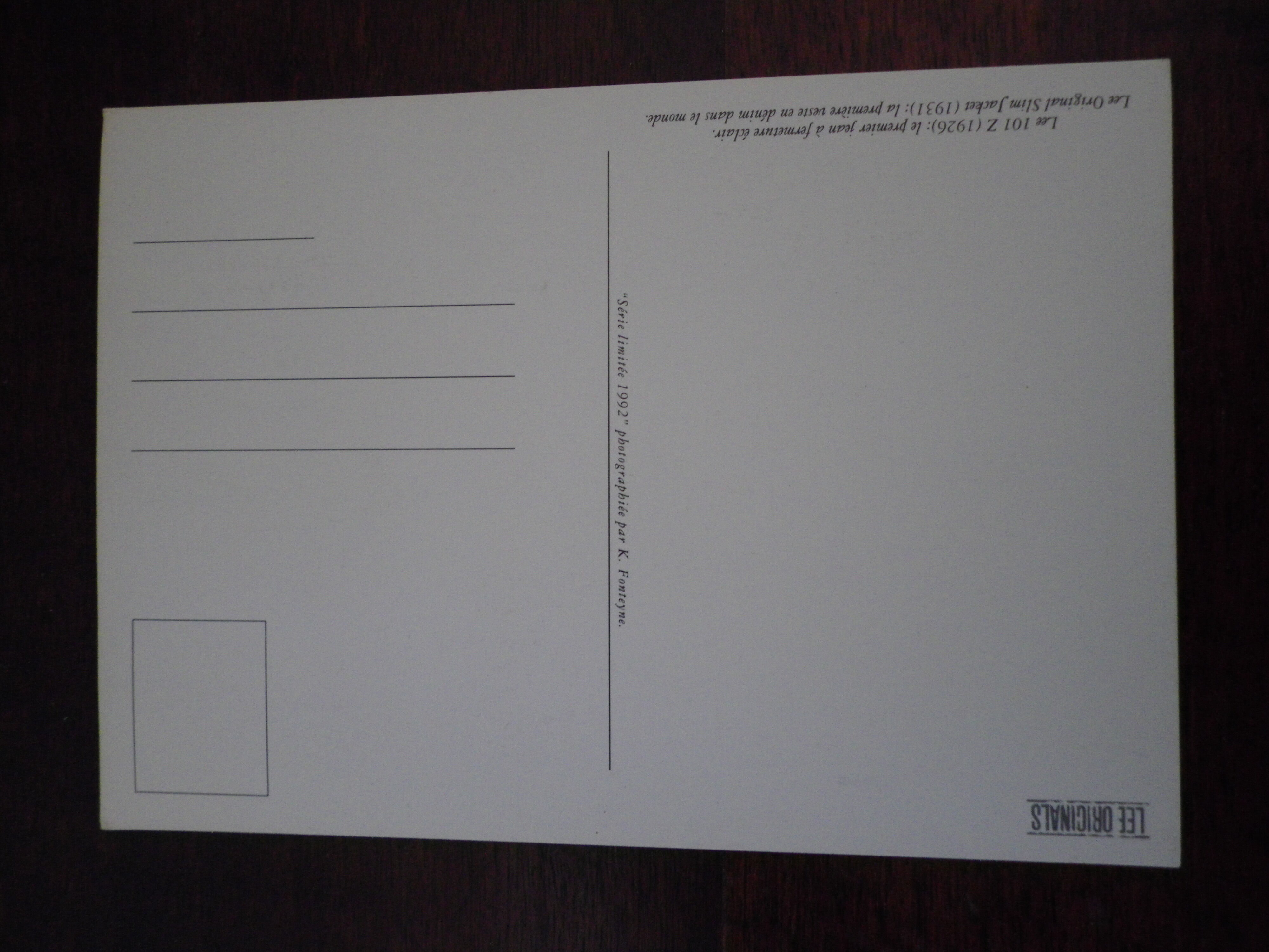 4 photographs/postcards, limited edition of 1992, in black and white