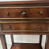 Pair of Louis XVI style bedside tables in mahogany and veneer, 20th century
