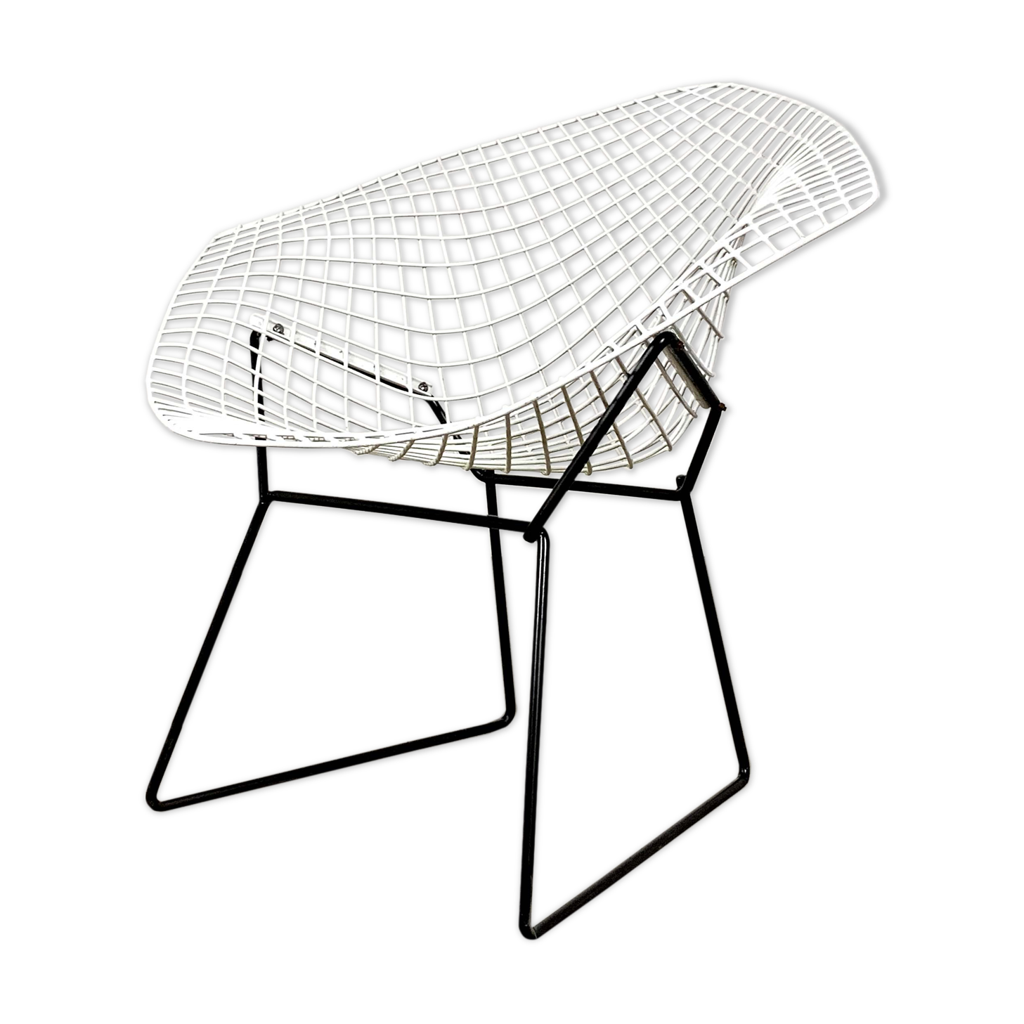 Diamond Chair Black and White by Harry Bertoia for Knoll, 1960