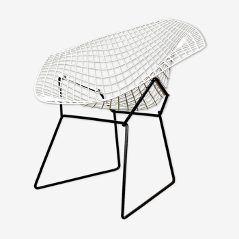 Diamond Chair Black and White by Harry Bertoia for Knoll, 1960