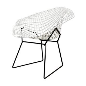 Fauteuil Diamond noir et blanc par Harry Bertoia pour Knoll 1960