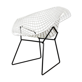 Diamond Chair Black and White by Harry Bertoia for Knoll, 1960
