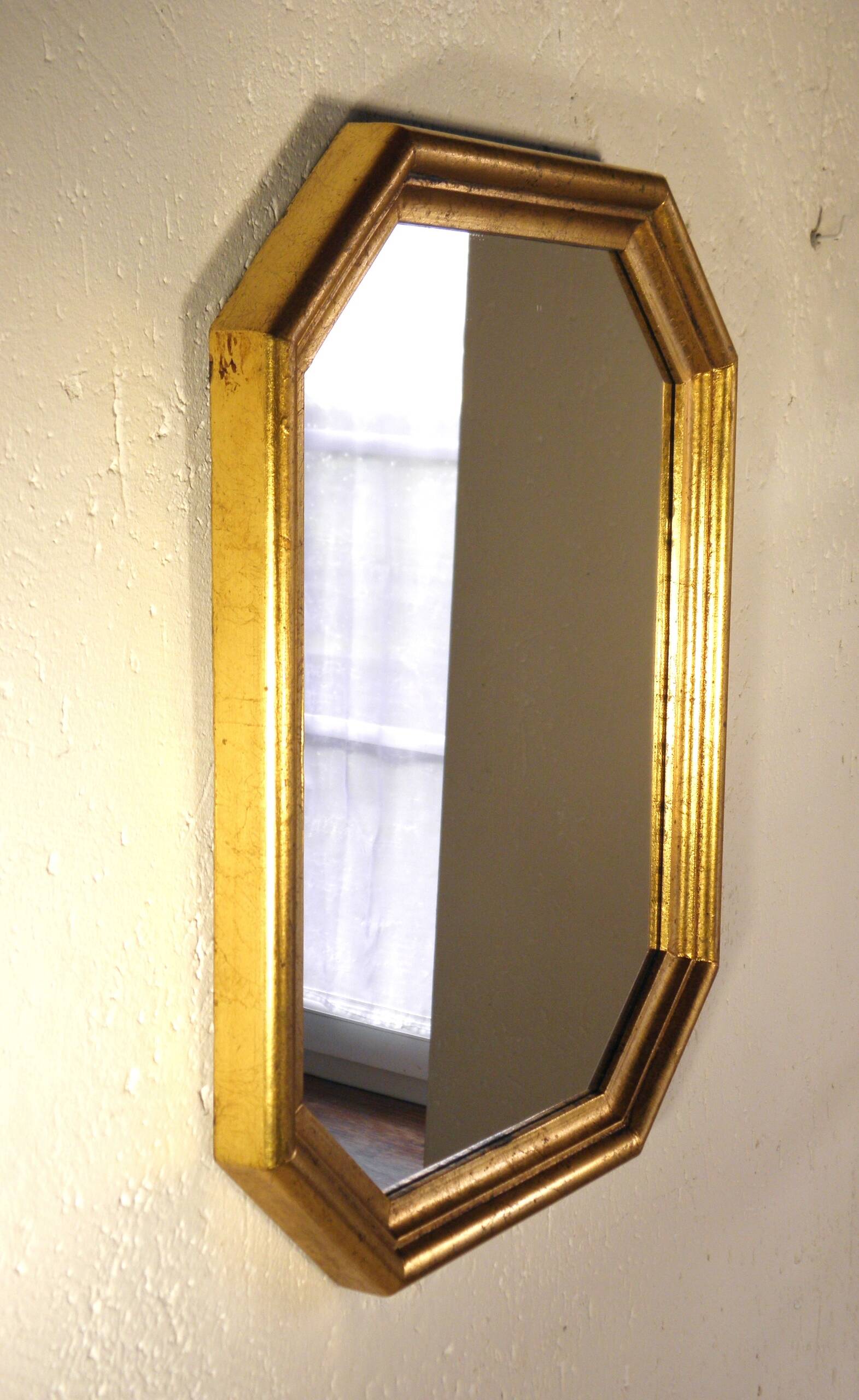 Miroir octogonal en bois doré 45 x 34