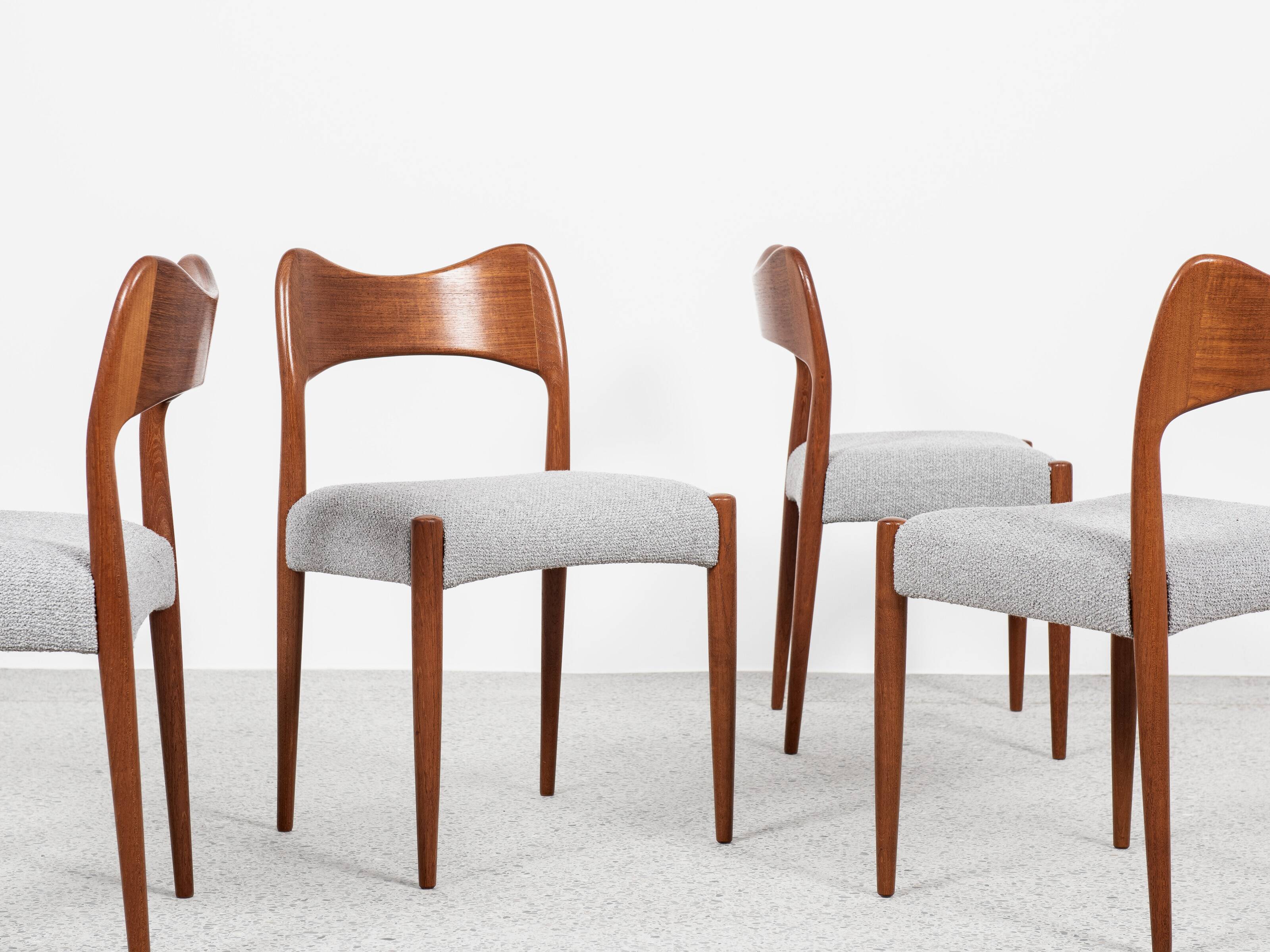 Midcentury set of 4 chairs in teak by Arne Hovmand Olsen for Mogens Kold