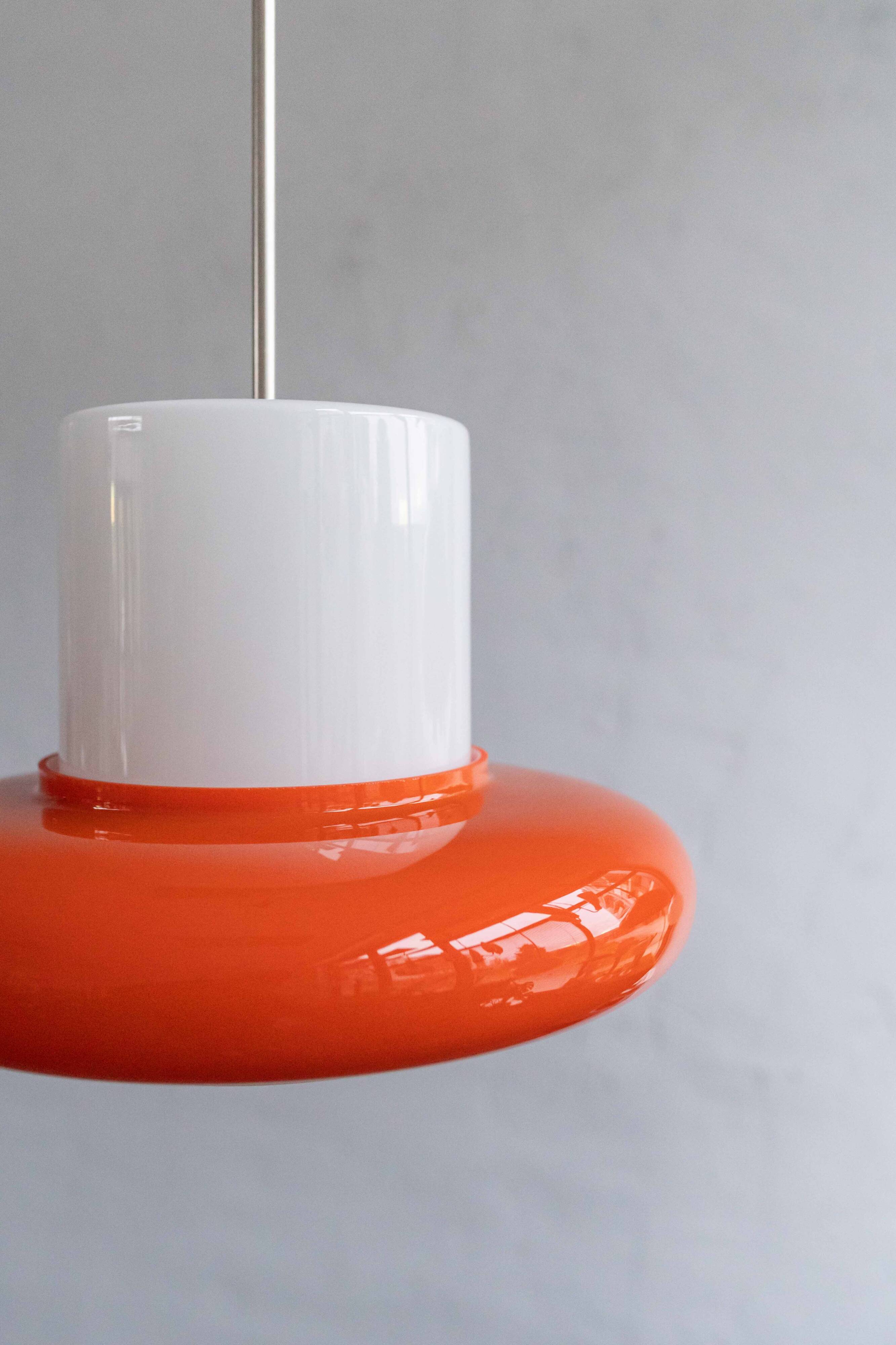 Vintage Czechoslovak Hanging Glass Lamp By Osvětlovací Sklo, 1970s