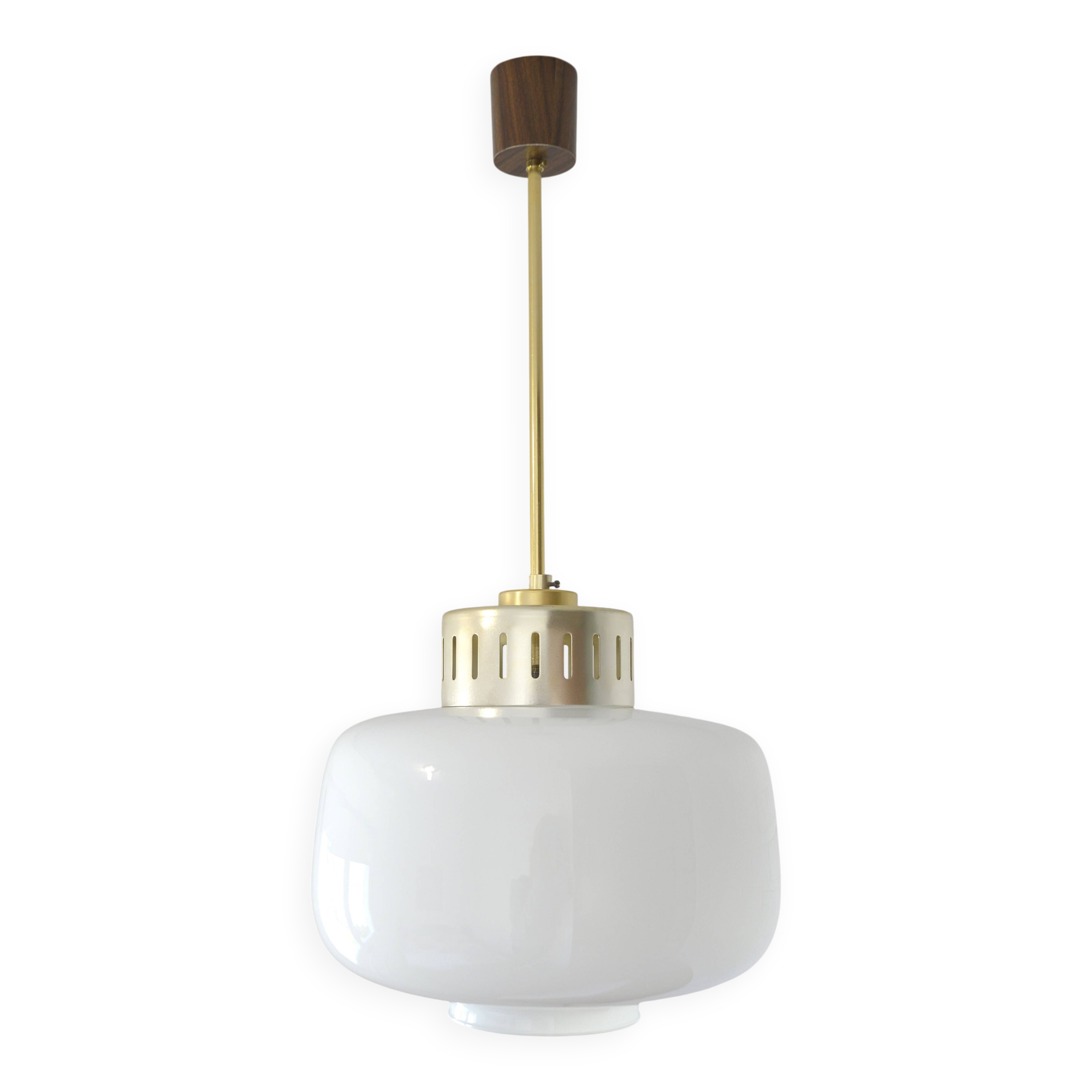 Suspension scandinave vintage / Lustre blanc de style moderne du milieu du siècle