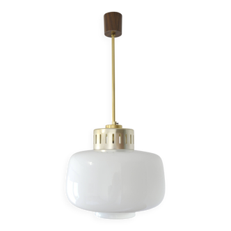 Vintage Scandinavian Pendant Light / White Mid Century Modern Chandelier
