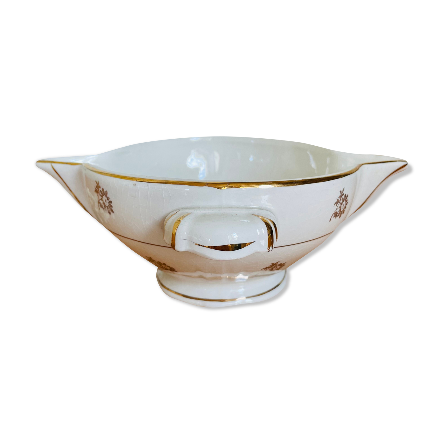Flat earthenware gravy boat Moulin des Loups